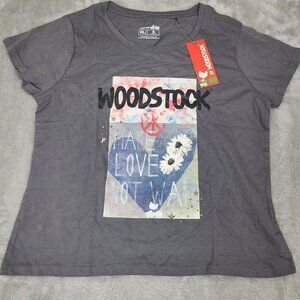 Woodstock Floral Peace‎ Kids Youth T Shirt Licensed Music Rock Band Tee Gray XL